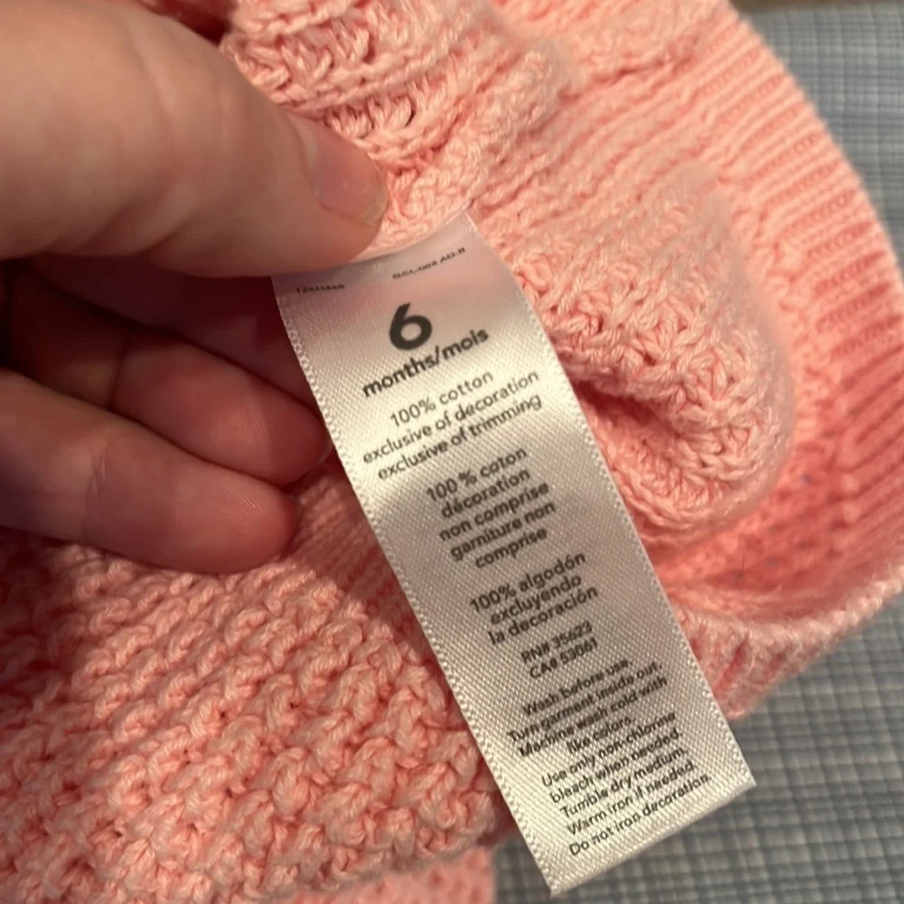 Carter’s Pink Chunky Knit Sweater Cardigan With Cat Ears Size 6 Months